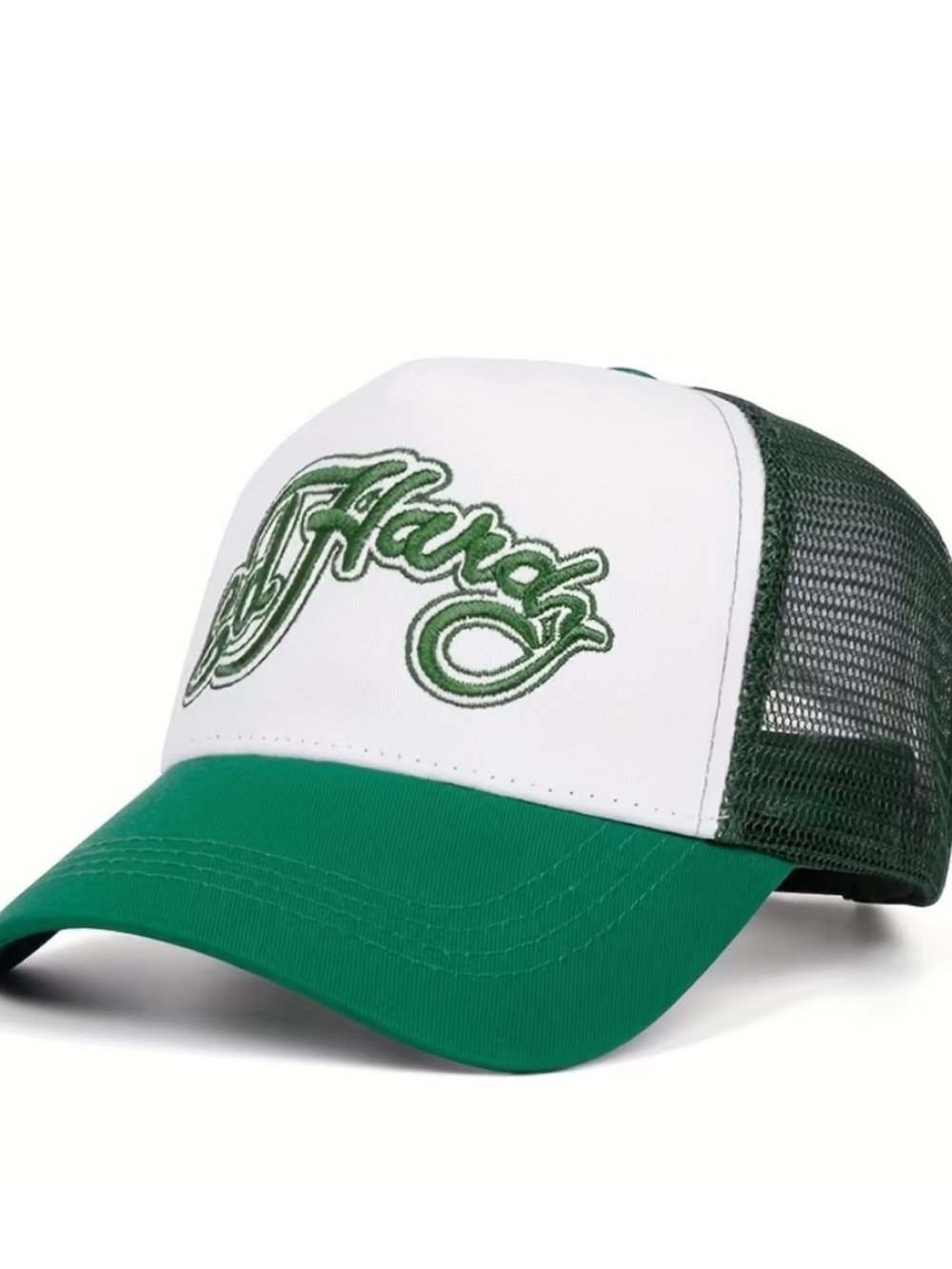 Ed Hardy White & Green Embroidered Trucker Cap